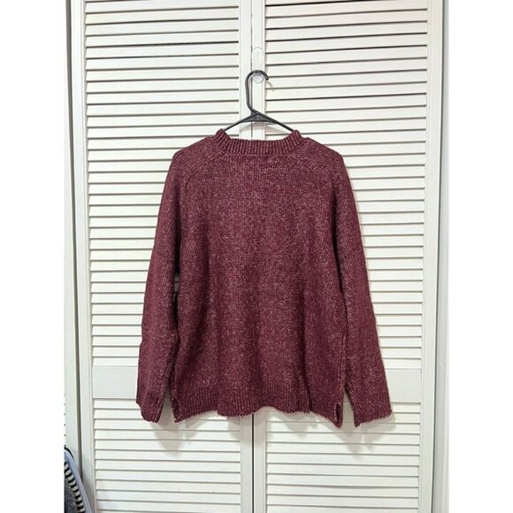 Banana Republic women sweater Burgundy Size Large Pullover, Crew Ribbed Neck NWT - Picture 3 of 4